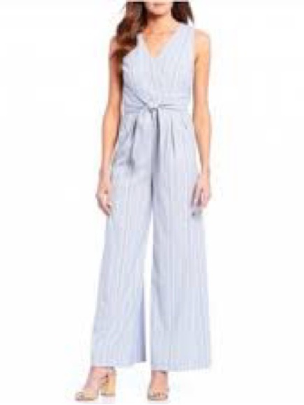NWT Antonio Melani Quinn Jumpsuit Light Blue Tied Front Sleeveless Size 14 $209